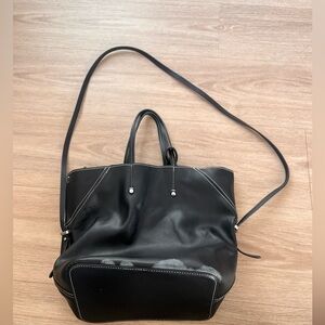 Zara Soft Shopper with Topstitching in black